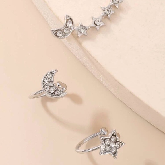 3 Pc Rhinestone Ear Climber - Picture 2 of 4